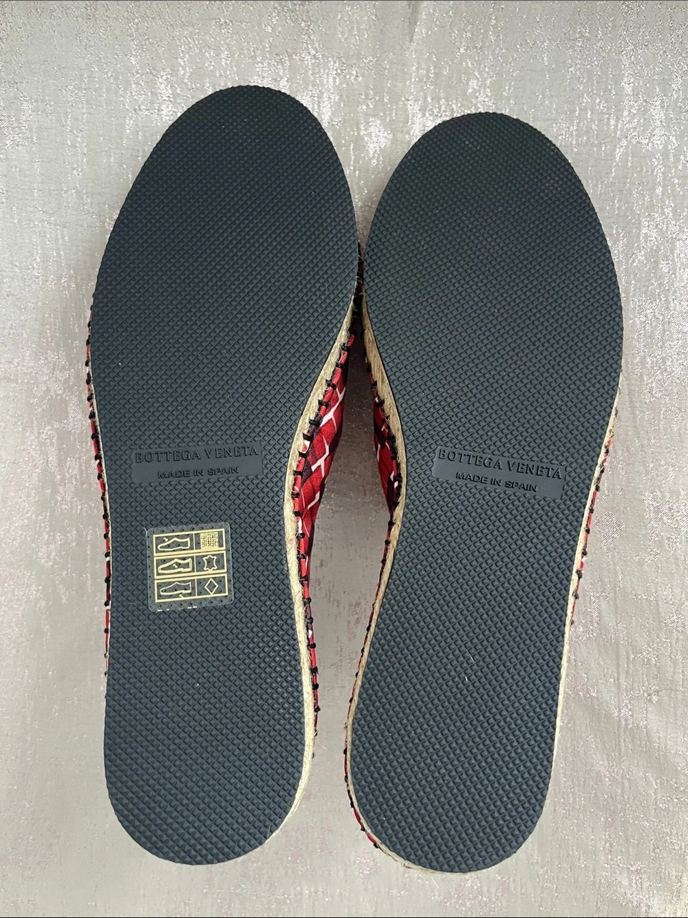 Bottega Veneta Red Grid-Patterned Slip-On Espadrilles